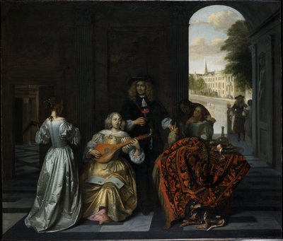 Musikalische Gesellschaft in einem vornehmen Interieur von Pieter de Hooch